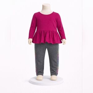 GAP SET Kids Pink Top and Gray Leggings Set